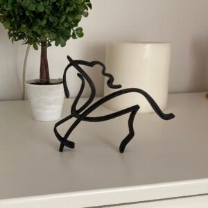 Minimalist Statue Abstract Horse Sculpture: Shelf Sitter and Tabletop Statue, Symbolizing Racing, Cowboy Culture, and Natural Grace