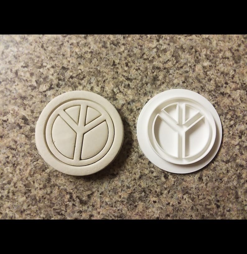 Peace Sign Black Cookie Embosser Stamp for Cookie and Cupcake Decorating Baking Tool for Retro Hippie Theme Treats Fondant Crafts Festival Parties and Celebration Dessert Decorations