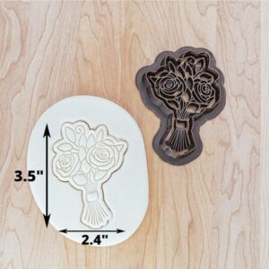 Floral Bouquet Style 2 Cookie Cutter Cookie for Fondant, Clay, Dough with Detailed Rose Flower Design, Spring Floral Cookie Stamp, Garden Theme Baking Tool Made in India