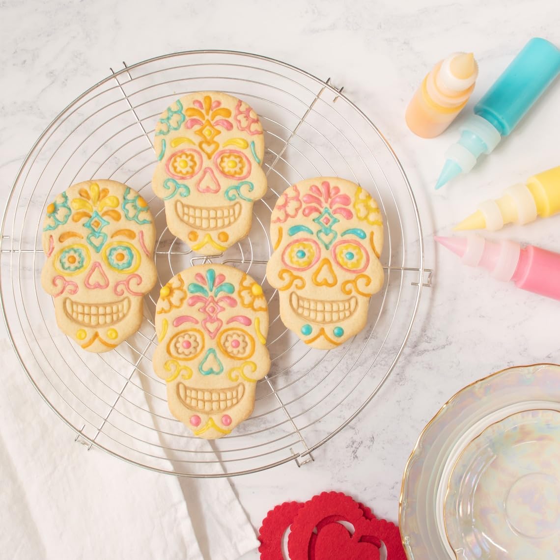 Skull with Floral Pattern Cookie Cutter Cookie Mold for Biscuit Fondant Clay Baking Sugarpaste Crafts Gothic Head Themed Treats and Unique Kitchen Tools - Image 2