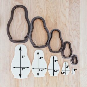 Nesting Dolls Cookie Cutter Set of 5, Matryoshka Doll Set, Babushka Doll Cookie Cutters for Fondant, Clay, Baking, Russian Doll Design, Made in India