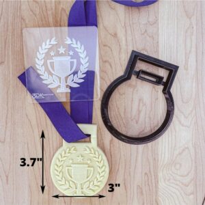 Medal Award Cookie Cutter and Fondant Embosser Set with Winners Cup Design for Team Parties, Sports Events, Celebration Treats, Champion Recognition, Made of Durable Cookie in India