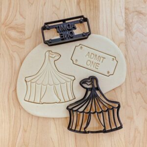 Circus Tent and Ticket Cookie Cutter Set India Cookie Mold for Shaping Fun Circus-Themed Cookies Fondant Clay Decorations Perfect for Party Treats, Baking, and Creative Craft Projects