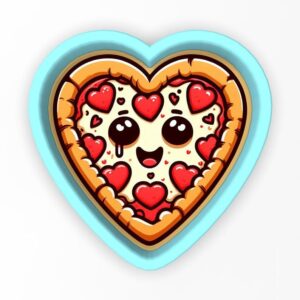 Black Pizza Heart Cookie Cutter Stamp Stencil Baking Tool for Fun, Romantic, Valentine�s Day, Birthday, Party, Pizza Lovers, Holiday Theme Cookies, Fondant, Pastry, Biscuits, Sandwiches