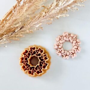 Wreath Clay Earring Cutter for Polymer Clay Jewelry Making Maple Wreath Shape Clay Cutter for Handmade Earrings DIY Accessories Custom Jewelry Crafting and Holiday Autumn Earring