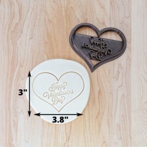 Happy Valentines Day Heart Cookie Cutter and Fondant Stamp Cookie, Detailed Script Stamp for Clay or Dough, Romantic Baking Tool for Valentines Made in India