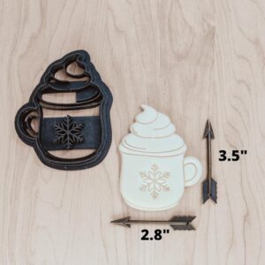 Hot Chocolate Mug Cookie Cutter PlaPerfect for Winter and Holiday Baking: Ideal for making hot cocoa-themed sugar cookies, fondant cake toppers, or cozy winter treats for family