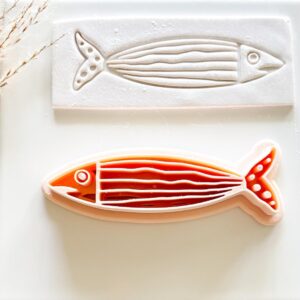 Sardine Clay Stamp Black cookie, Fish Clay Stamp, Sardine Imprint Stamp, Polymer Clay Stamp Tool, Creative Clay Craft Tool for Imprinting, Modeling, and Decorative Projects