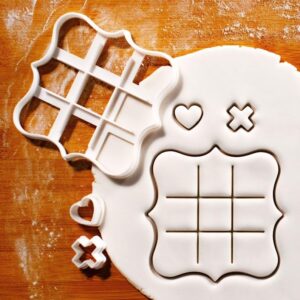 Tic Tac Toe Sweetheart Cookie Cutter Cookie with Heart and Cross Design for Romantic Baking Biscuit Fondant Clay Cutter Valentine Wedding Engagement Party Gift and Love Themed Crafts