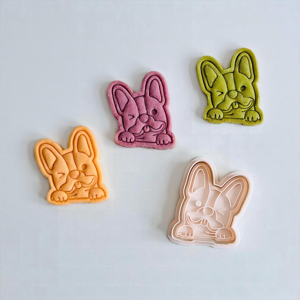 Black French Bull Dog Cookie Cutter Stamp Set Wink Dog Shaped Baking Tool for Puppy Theme Cookies Fondant Treats Birthday Parties Pet Lover Gifts Home Baking Celebration Desserts Family - Image 2