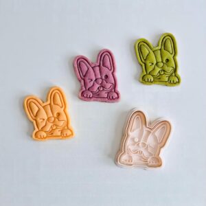Black French Bull Dog Cookie Cutter Stamp Set Wink Dog Shaped Baking Tool for Puppy Theme Cookies Fondant Treats Birthday Parties Pet Lover Gifts Home Baking Celebration Desserts Family