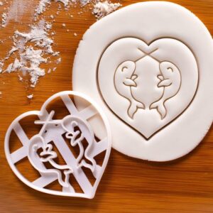 Narwhals in Love Cookie Cutter for Baking Romantic Treats Valentines Day Arctic Ocean Animal Theme Wedding Favors Sea Unicorn Biscuit Fondant Clay Cutter Cute Nautical Couple Party
