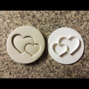 Black Double Heart Love Embosser Stamp Cookie Cookie Embosser Cupcake Stamp for Valentines Day Baking Romantic Treats Engagement Party Desserts Wedding Favors and Fondant Decorations