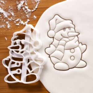Snowman Cookie Cutter for Christmas Holiday Baking Winter Festive Biscuits Kawaii Xmas Tree Ornament Cookie Mold for Merry Christmas Party Treats Happy Holidays Decorations (ONLY SNOWMAN)