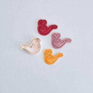 Black Pipe Cookie Cutter Smoking Pipe Shape Biscuit Cutter Stamp Set for Fathers Day Baking Cookies Fondant Clay Craft Tool for Homemade Treats Party Desserts