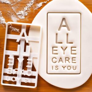 All Eye Care Is You Cookie Cutter for Optometrists Eye Care Professionals Snellen Chart Love Quote Biscuits Unique Baking Gift for Opticians Vision Clinic Celebrations and Eye Health