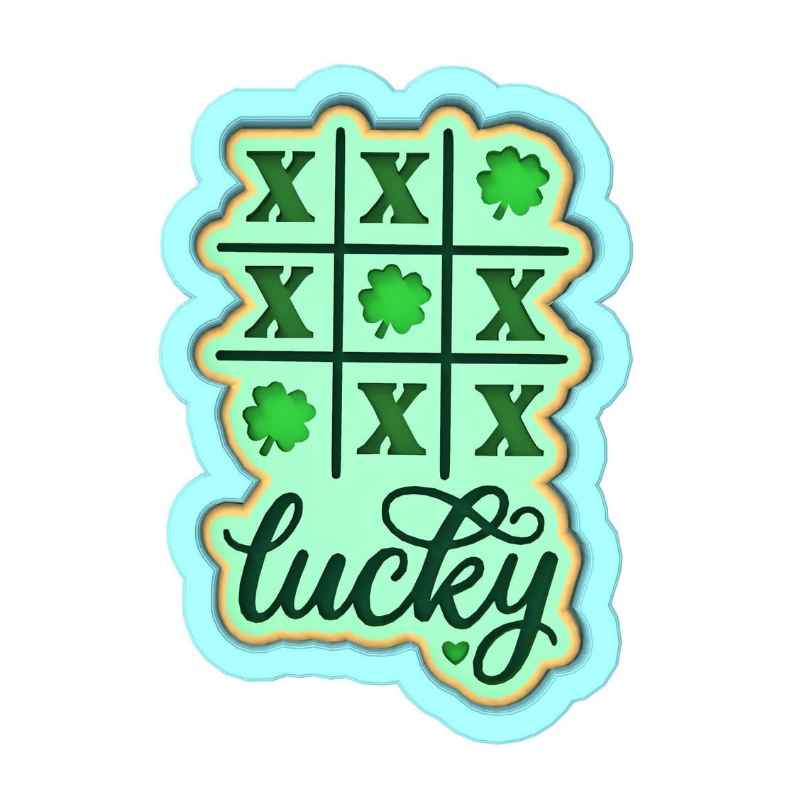 Black Tic Tac Toe Clover Lucky Cookie Cutter Stamp Stencil Baking Tool for St. Patrick�s Day, Lucky Clover, Game Theme, and Holiday Cookies Fondant Pastry Biscuits Sandwiches Desserts P