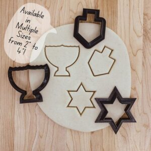 4 Inch Hanukkah Cookie Cutter Set (Menorah, Star of David, Dreidel) for Creating Holiday Cookies, Fondant Decorations, and DIY Crafts, Made of Durable Cookie in India