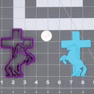 Horse and Cross 266 H316 Cookie Cutter for Baking Shortbread Biscuits Fondant Clay Crafts Cake Toppers Religious Western Theme Party Supplies DIY Projects Gifts and Creative Craft