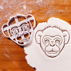 Realistic Chimpanzee Face Cookie Cutter Biscuit Mold for Wildlife Primate Themed Baking Tropical Forest Zoo Animal Fondant Clay Crafts Educational and Gift Purposes (ONLY REALISTIC CHIMPANZEE)