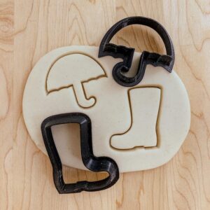 Umbrella and Rubber Boot Mini Rainy Day Cookie Fondant Clay Cutter Set India Cookie Small Baking Tools for Weather Themed Cookies Cakes Cupcakes DIY Crafts Kids Party Supplies