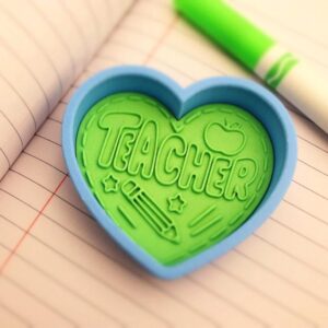 Black Teacher Pencil Apple Heart Cookie Cutter Plastic Fondant Clay Cutter and Stamp for Baking, DIY Crafts, School-Themed Party Treats, Cake Decoration, and Creative Teacher Projects