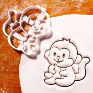 Monkey with Banana Cookie Cutter for Jungle Safari Themed Parties Baby Showers Tropical Birthday Celebrations Animal Fondant Biscuit Dough Clay Craft Baking Tool (ONLY MONKEY WITH BANANA)