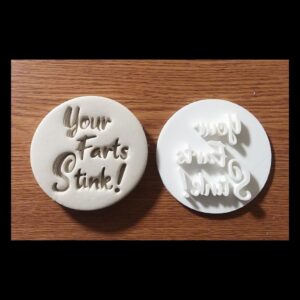 Your Farts Stink Black Cookie Embosser Stamp Cookie Fondant Cupcake Decorating Tool for Funny Birthday Dad Joke Gag Gift Baking Accessory Humorous Fathers Day Party Dessert Imprint