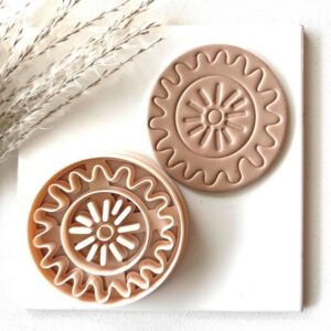 Aztec Sun Trinket Dish Imprint Cutter for Polymer Clay Large Cookie Clay Cutter for Sun and Flower Themed Jewelry Dish Designs Craft Tools for Handmade Tray and Decorative Projects