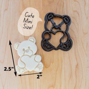 Mini Teddy Bear with Heart Cookie Cutter Cookie for Fondant, Clay, Dough, Cute Valentines Day Cookie Mold for Gifts, Love Theme Baking and Crafts, Made in India