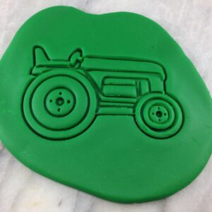 Black Tractor Cookie Cutter 2-Piece Set Outline and Stamp Sharp Edges Cookie Farm Tractor Agriculture Harvest Party Celebration Baking Tool for Cookies Fondant Sandwich Cheese