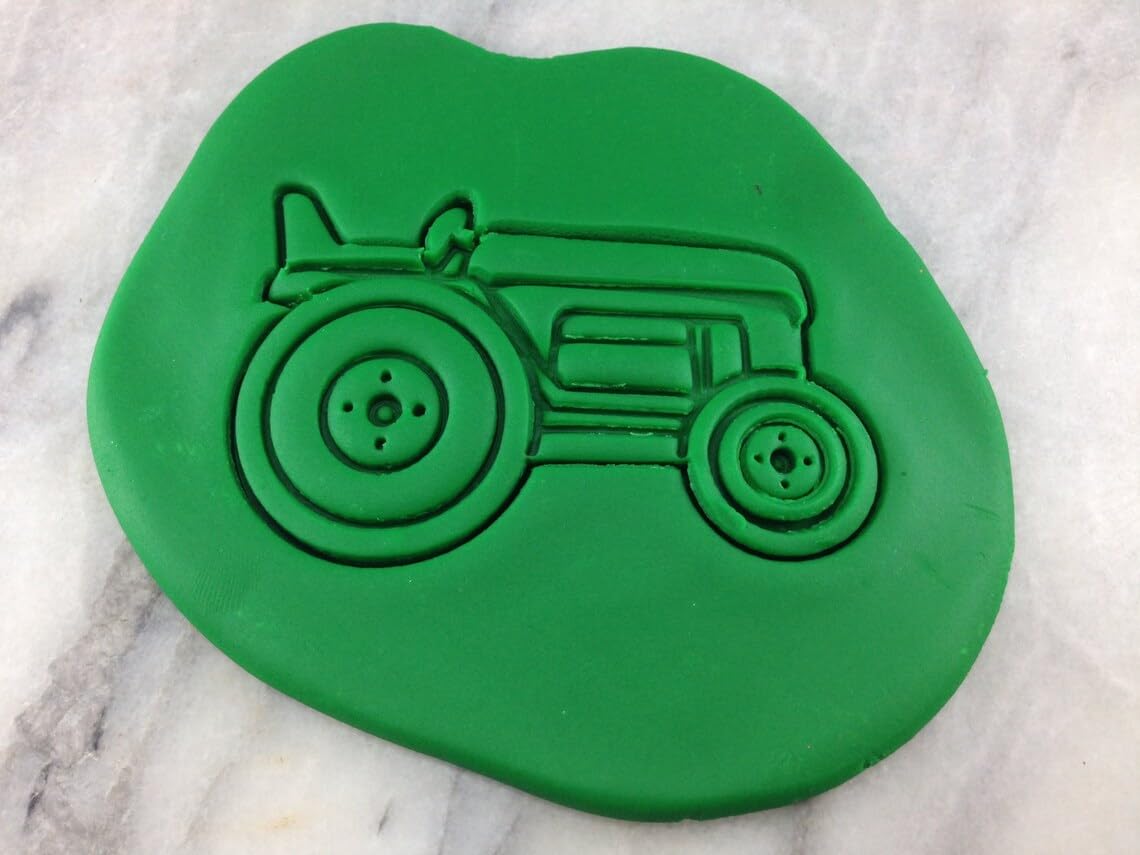 Black Tractor Cookie Cutter 2-Piece Set Outline and Stamp Sharp Edges Cookie Farm Tractor Agriculture Harvest Party Celebration Baking Tool for Cookies Fondant Sandwich Cheese