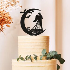Till Death Wedding Cake Topper | Gothic Halloween Cake Decoration with Moon Theme | Spooky Wedding Cake Topper Halloween Celebrations | Unique Romantic Cake Decor Weddings Special Occasions