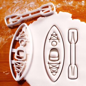 Cookie Kayak and Paddle Cookie Cutters Set Biscuit Molds Perfect for Kayakers Outdoor Water Sports Enthusiasts Paddleboarding Themed Baking and Crafting Tools