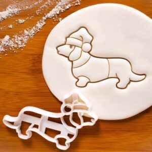 Dachshund Christmas Cookie Cutter - Festive Dog-Shaped Biscuit Mold with Santa Hat and Sweater for Holiday Celebrations