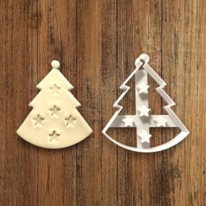 Fir Tree Cookie Cutter with Star for Making Homemade Shortbread Cookies Pastry Sugar Paste Fondant Dough Christmas Tree Shaped Biscuits for Cake Decoration Winter Baking Crafts