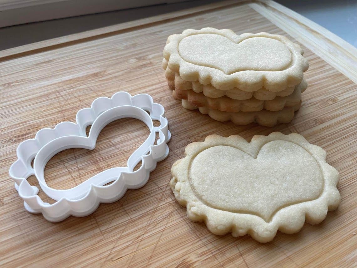 Set of 2 Short Lacey Heart Cookie Cutters Cookie - Suitable Size - Choose Standard or Dishwasher Safe - Made in India - Romantic Baking Tools for Valentines, Weddings, Gifts - Image 4