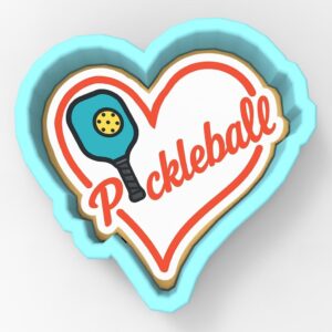 Black Pickleball Love Heart Cookie Cutter Stamp Stencil Baking Tool for Sports Cookies Fondant Pastry Biscuits Sandwiches Desserts Pickleball Party Snacks Baking Decoration Kitchen
