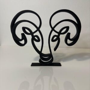 Aries Zodiac Sign One Line Sculpture - Contemporary Minimalist Art for Home & Office Decor - Unique Gift Idea - Self-Sitting Shelf Ornament
