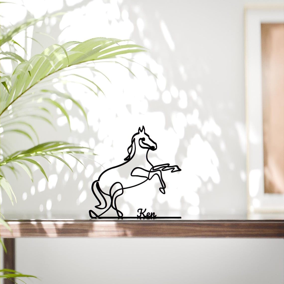 Prancing Horse Plastic Line Art Figure Minimalist Animal Sculpture for Home Decor Desk Shelf Living Room Bedroom Office Nature Inspired Interior Display - Image 2