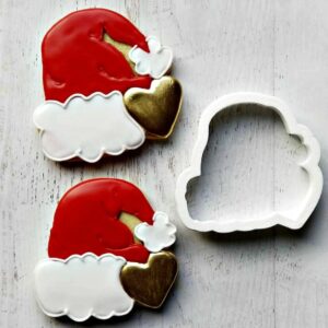 Cookie Santa Hat with Heart Cookie Cutter Suitable Size Made in India for Christmas Baking Holiday Kitchen Tool for Kids and Adults Reusable Food Safe Mould for Cakes Biscuits Fondant