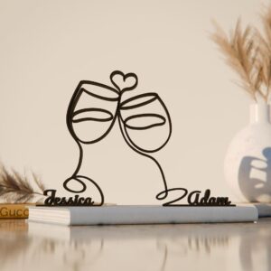 Personalized Black Wine Glasses Line Art Figure cookie Sculpture Custom Couple Gift Idea Unique Minimalist Home Decor Artistic Decoration Handcrafted Style Personalized Figurine Romant