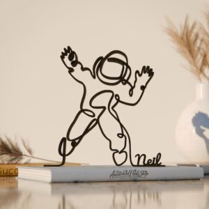 Personalized Astronaut Line Art Decor Figure Plastic Custom Name Space Statue for Desk Shelf Home Office Interior Styling Exploration Theme India