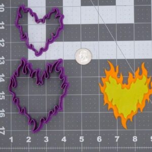 Fire Heart 266-H558 Black Cookie Cookie Cutter Set for Valentines Day Love Theme Cookies Wedding Favor Treats Baking Tool for Romantic Gifts Crafting Projects and Party Decorations