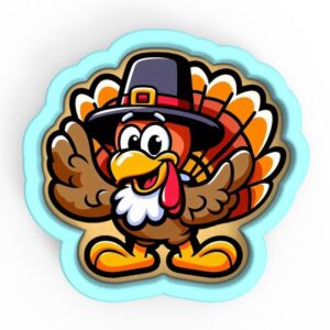 Pilgrim Turkey Cookie Cutter Black cookie Stamp and Stencil Set for Thanksgiving, Holiday, and Autumn Baking, Sugar Cookie Mold, Fondant Cutter, Baking Decoration Tools for Kids and Ad