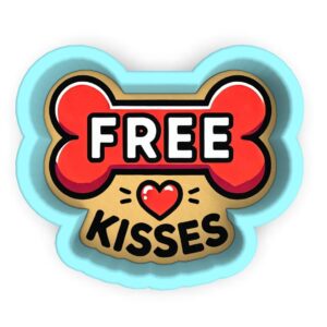 Black Free Kisses Dog Bone Cookie Cutter Stamp Stencil Baking Tool for Dog Lovers, Pet-Themed Parties, Birthday, Holiday Theme Cookies, Fondant, Pastry, Biscuits, Sandwiches, Desserts,