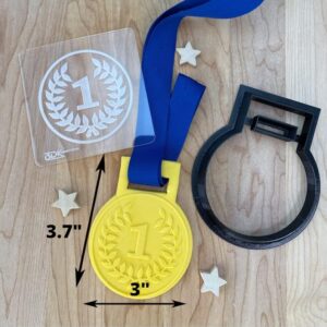 Medal Award Cookie Cutter and Fondant Embosser Set for Team Parties, First Place Celebrations, Sports Events, Champion Recognition Treats, Durable Cookie Embosser Debosser Made in