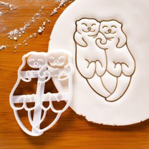 Sea Otters Holding Hands Cookie Cutter Biscuit Fondant Craft Clay Cheese Dough Sugarpaste craft Baking Tool Otterly Cute Happy Otter Theme River Marine Mammal Animal Kids (ONLY HOLDING HANDS)