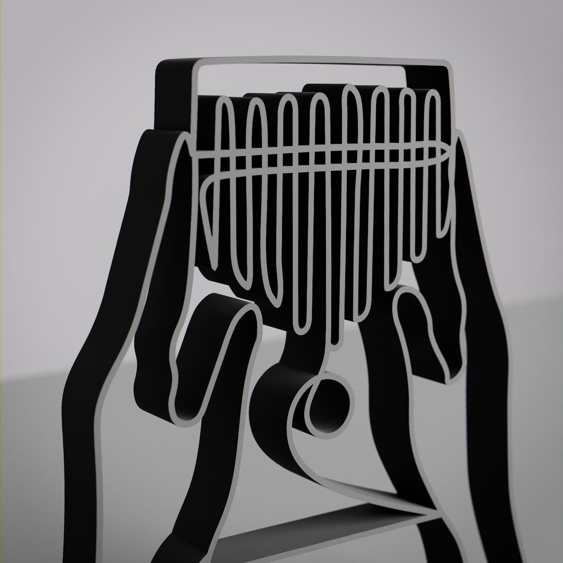 Black Kalimba Player Personalized Plastic Line Art Figure Custom Name Musical Sculpture Modern Home Office Decor Unique Desk Shelf Display Accent Creative Instrument Inspired Interior Styling - Image 3
