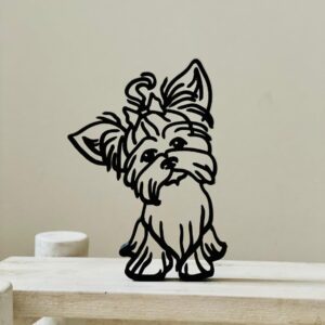 Cartoon Yorkshire Terrier Tabletop Sculpture: Minimalist Statue Figure, Dog Breed Home Decor, Ideal Gift for Birthdays, Shelf Accent
